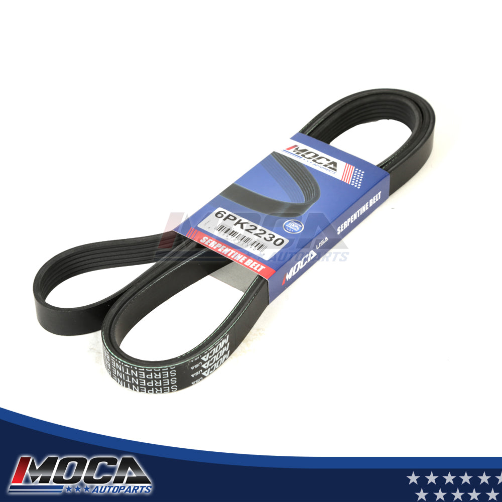 Correa serpentina 6PK2225 compatible con Cadillac, Chevrolet, Dodge y GMC de 3,7 a 5,7 litros (EPDM) de modelos 82 a 18