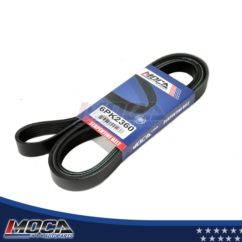 Correa serpentina compatible con Chevrolet, GMC, Isuzu y Oldsmobile EPDM MOCA 6PK2360 (2006-2008)
