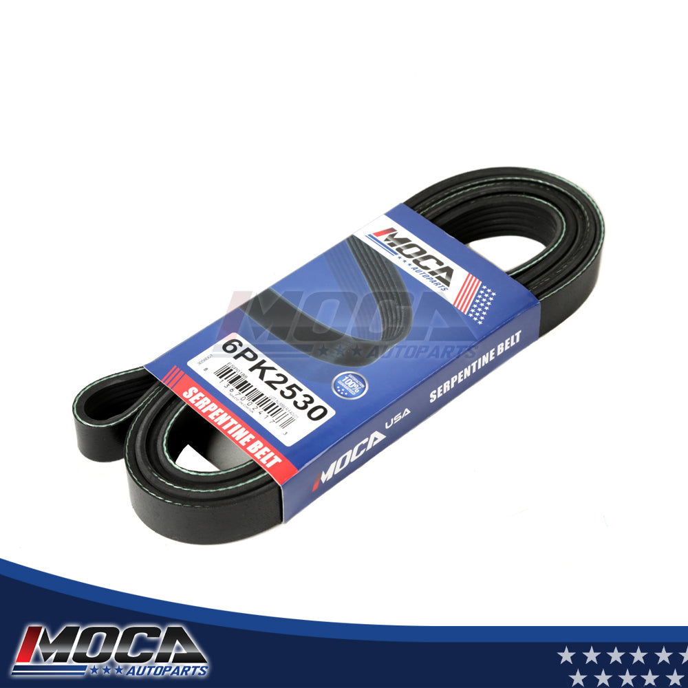 Correa serpentina compatible con FORD E-150 250 350 450 F-250 350 450 EPDM 6PK2530 MOCA