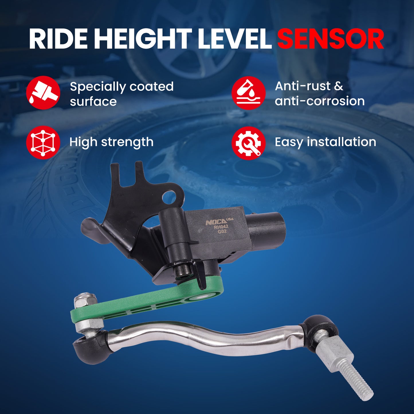 MOCA RH5042 Front Right Ride Leveling Height Sensor Fit for 2010-2017 Audi A5 Quattro 2.0L & 2010-2017 Audi S5 3.0L & 2009-2016 Audi A4 A4 Quattro 2.0L