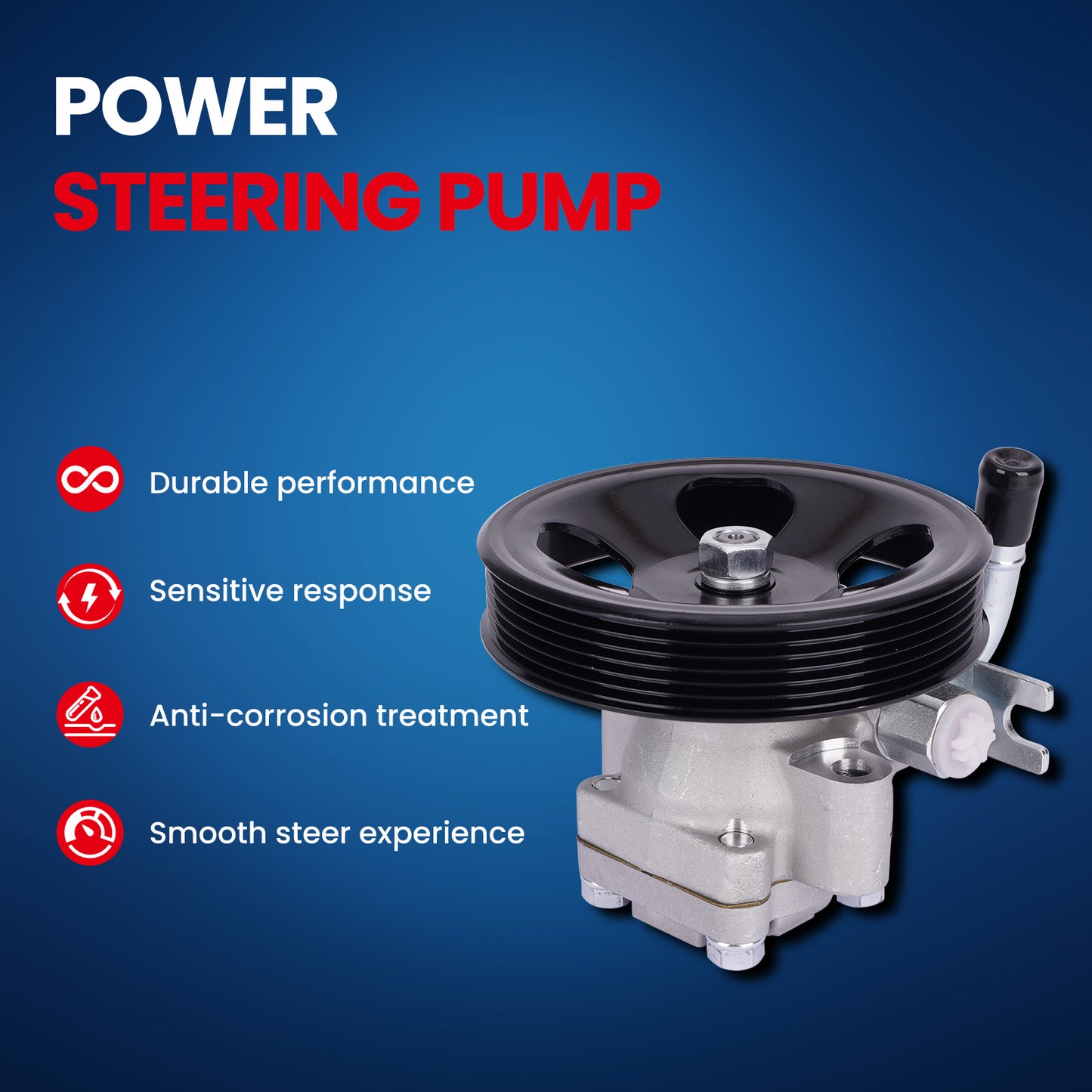 MOCA 96-05449 Power Steering Pump Fit for 2005-2009 Hyundai Tucson 2.7L & 2005-2010 Kia Sportage 2.7L