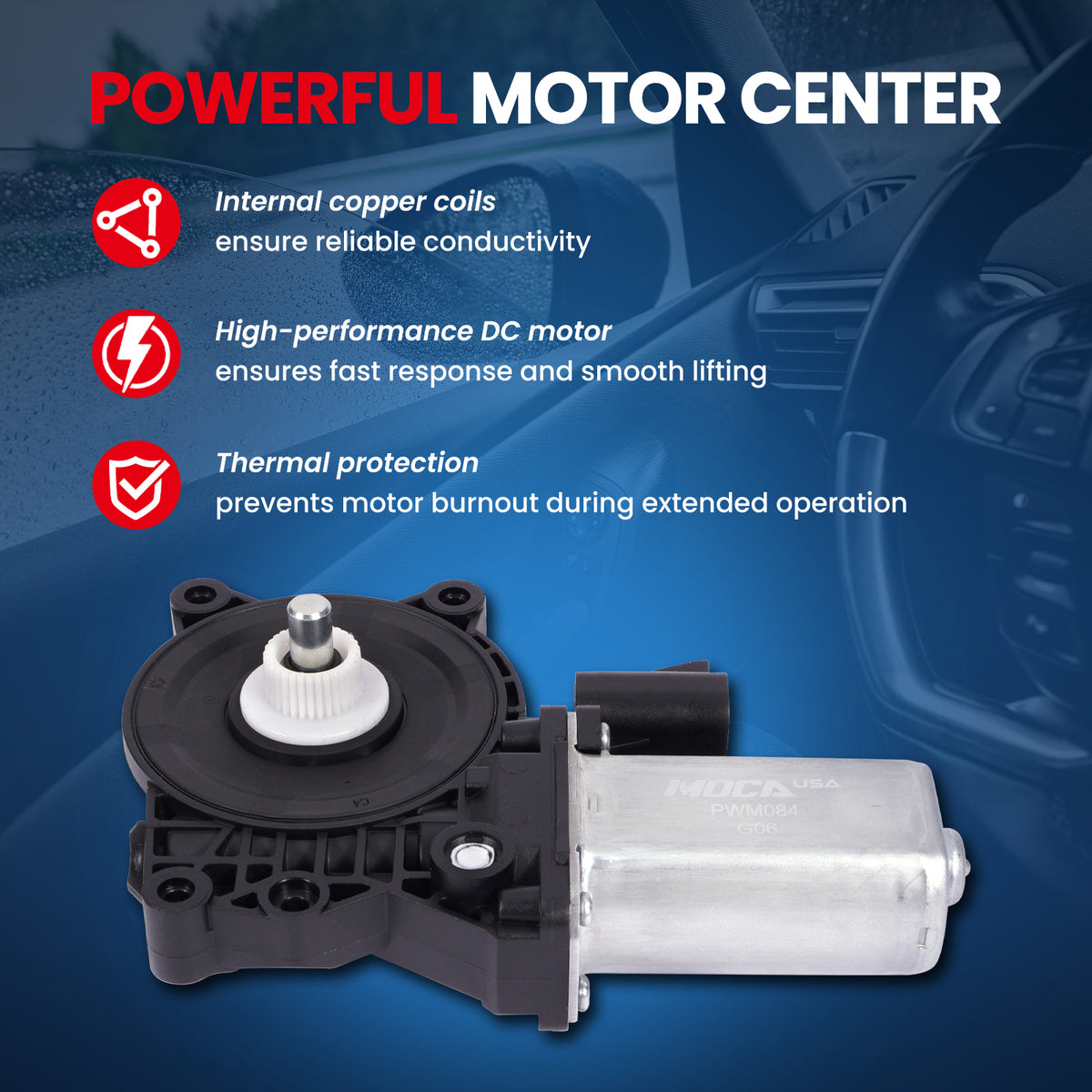 MOCA Front Rear Right Power Window Motor Fit for 2008-2014 Buick Enclave & 2004-2012 Chevrolet Malibu & 2007-2012 GMC Acadia