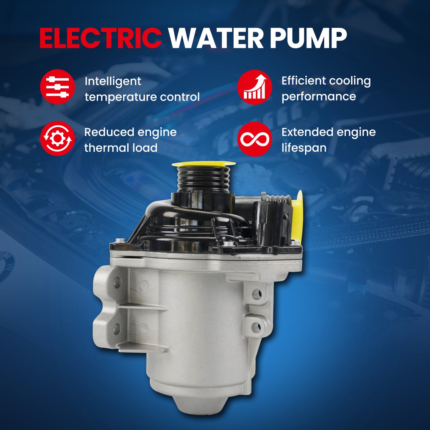 MOCA Electric Engine Water Pump Fit for 2008-2013 BMW 135i 3.0L & 2007-2013 BMW 335i 3.0L & 2012-2017 BMW 640i 3.0L & 2011-2017 BMW X3 3.0L