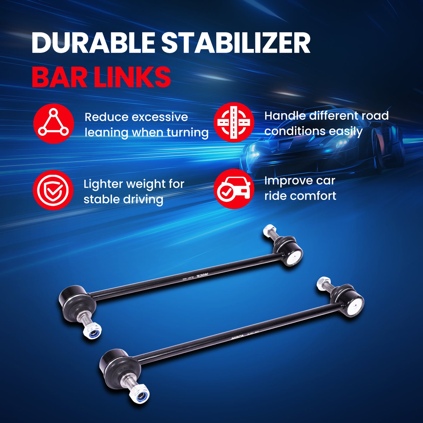 MOCA 2Pcs Front Stabilizer Sway Bar End Link Kit Fit for 2012-2014 Ford Focus L4 2.0L & 2010-2013 Mazda 3 Sport L4 2.0L & 08-14 Volvo XC70 L6 3.2L