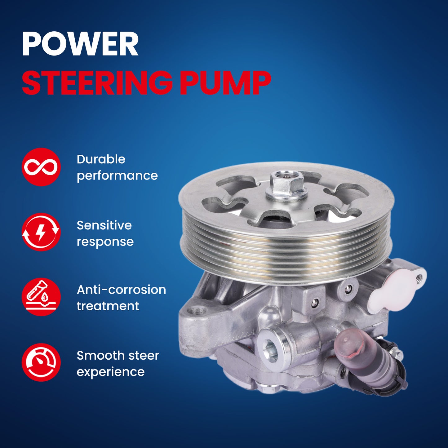 MOCA Power Steering Pump w/ Pulley Fit for 2006-2011 Honda Civic 1.8L