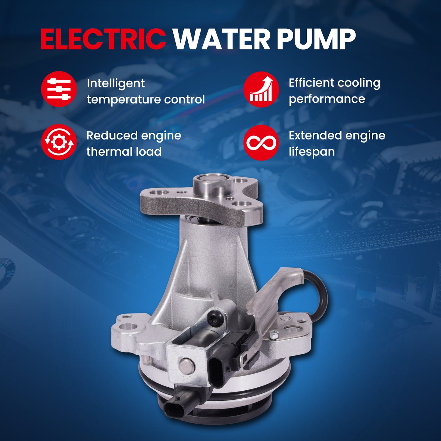 MOCA Electric Engine Water Pump Fit for 2020-2025 Land Rover Range Rover 3.0L & 2021-2024 Land Rover Discovery 3.0L & 2020-2023 Land Rover Defender 110 3.0L