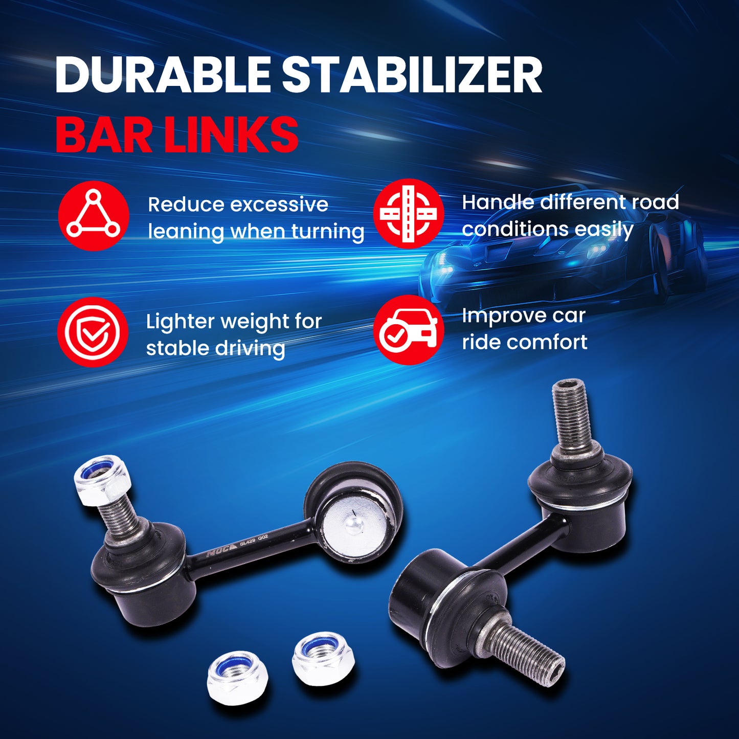 MOCA 2X Rear Sway Bar End Link Fit for 2009-2018 Dodge Journey