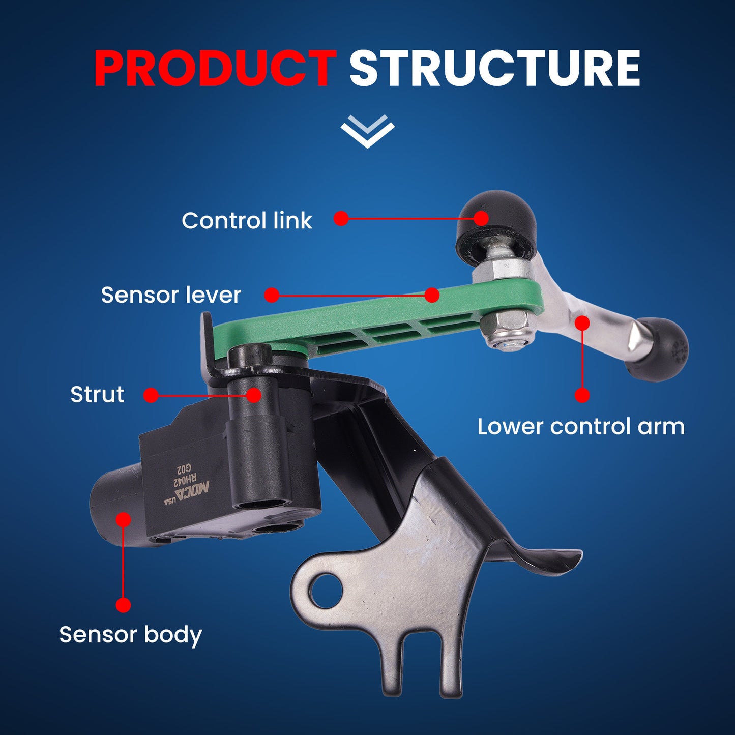 MOCA RH5042 Front Right Ride Leveling Height Sensor Fit for 2010-2017 Audi A5 Quattro 2.0L & 2010-2017 Audi S5 3.0L & 2009-2016 Audi A4 A4 Quattro 2.0L
