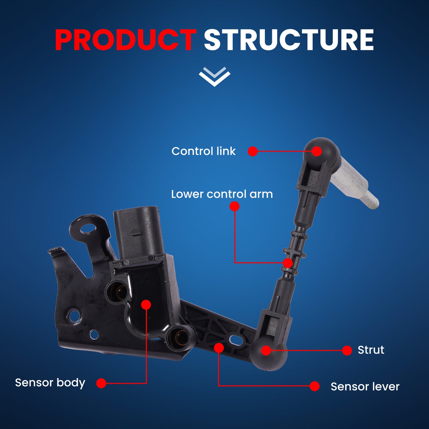 MOCA V10-72-0154 Front Left Ride Height Level Sensor Fit for 2012-2018 Audi A6 2.0L & 2012-2018 Audi A6 A7 Quattro 3.0L