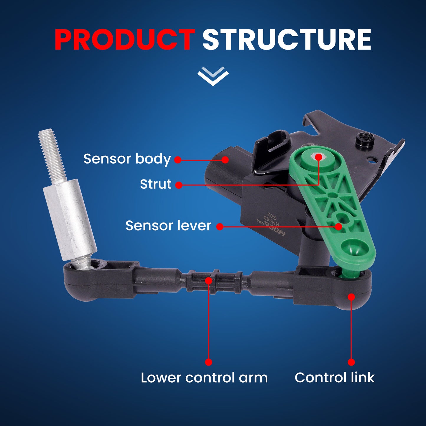 MOCA V10-72-0057 Front Left Ride Leveling Height Sensor Fit for 2011-2018 Audi A8 Quattro & 2012-2018 Audi A7 Quattro & 2012-2018 Audi A6