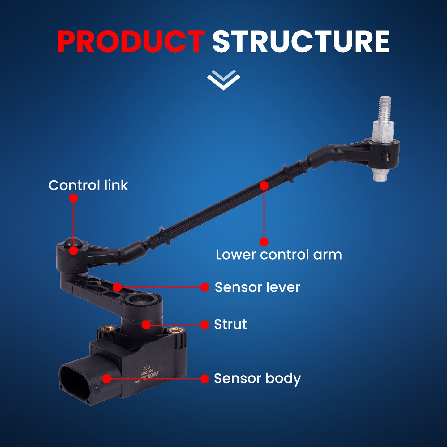 MOCA V48-72-0086 3 Pins Front Left Ride Leveling Height Sensor Fit for 2003-2009 Land Rover Range Rover 4.2L 4.4L