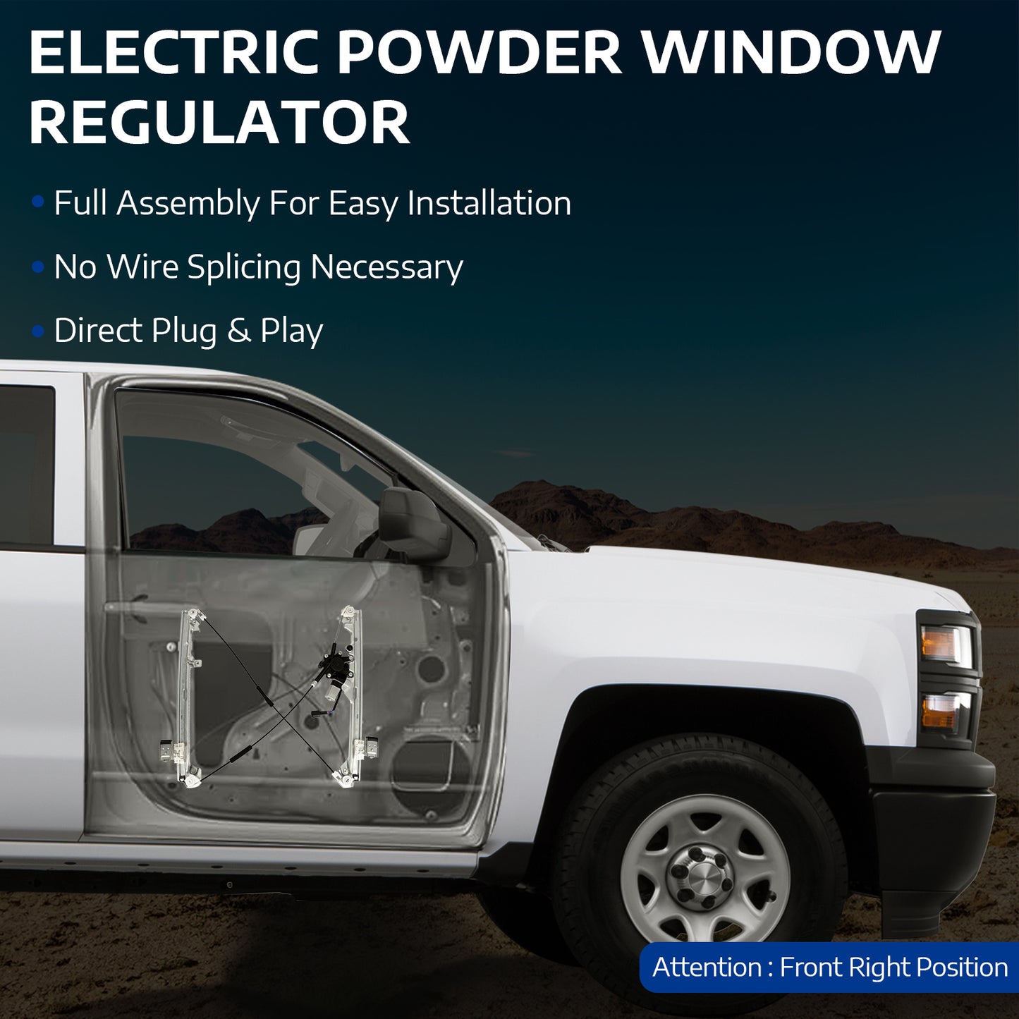 Elevalunas eléctrico delantero derecho MOCA con motor compatible con Cadillac Escalade 2002-2006, Chevrolet Silverado 1500 1999-2006 y GMC Yukon XL 1500 2500 2000-2006