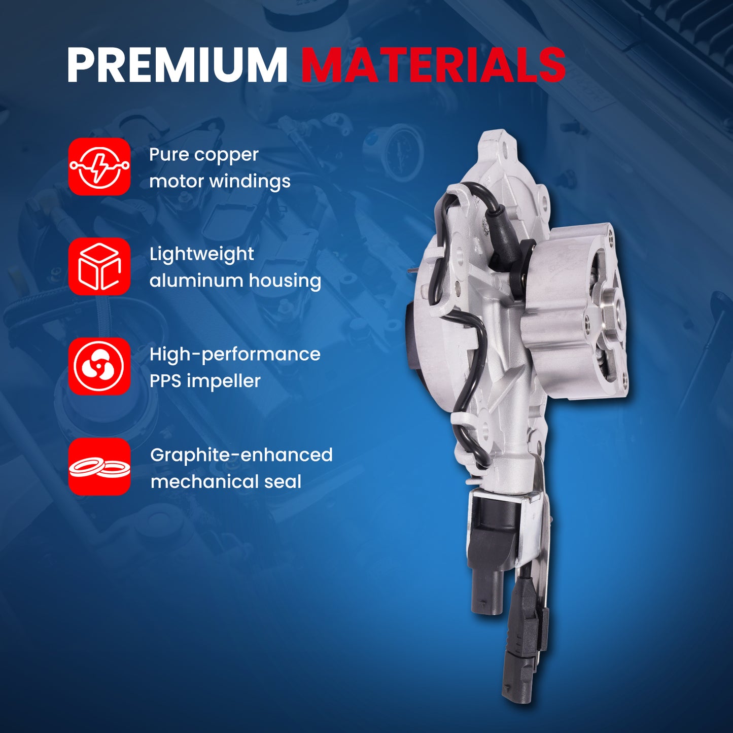 MOCA 114-2110 Electric Engine Water Pump Fit for 2020-2023 Land Rover Range Rover Evoque 2.0L & 2020-2023 Land Rover Discovery Sport 2.0L