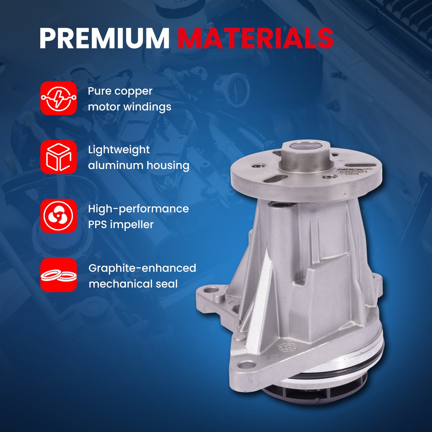 MOCA Electric Engine Water Pump Fit for 2016-2021 Land Rover Range Rover 3.0L & 2016-2021 Land Rover Range Rover Sport 3.0L & 2017-2020 Land Rover Discovery 3.0L