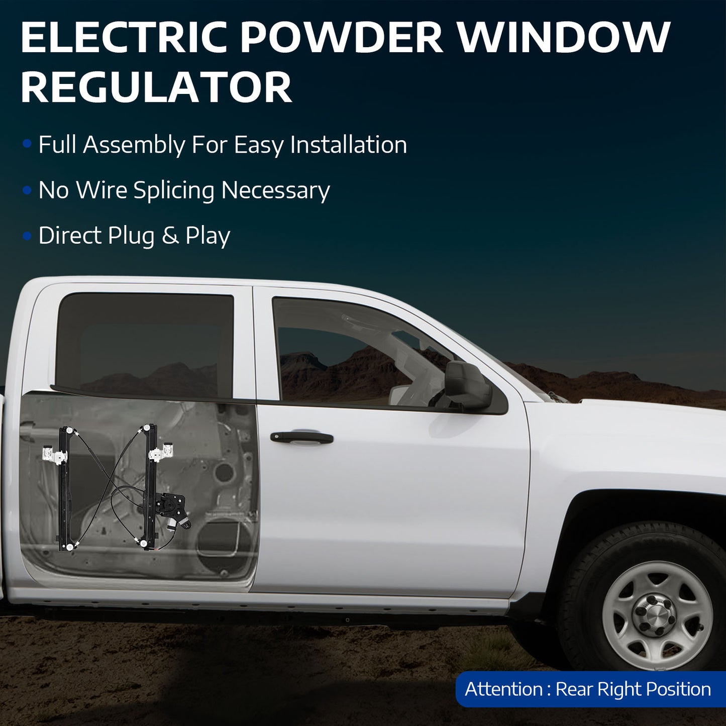 Regulador de ventana eléctrica trasera derecha MOCA con motor compatible con Cadillac Escalade ESV 2003-2006 y Chevrolet Avalanche 1500 2500 2002-2006 y GMC Yukon XL 1500 2500 2000-2006