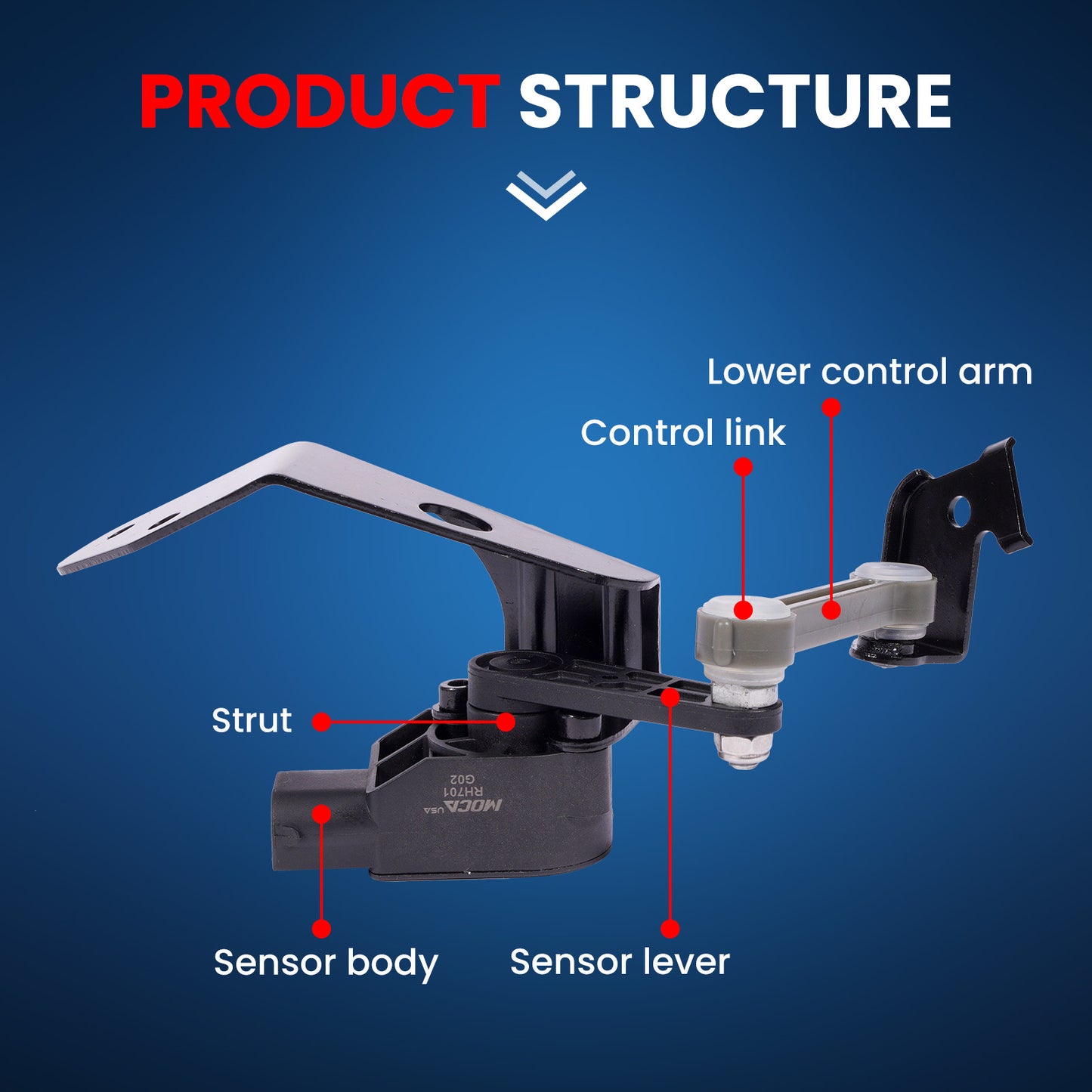 MOCA V10-72-0070 Rear Right Ride Leveling Height Sensor Fit for 2003-2013 Bentley Continental & 2004-2010 Audi A8 Quattro & 2004-2006 Volkswagen Phaeton