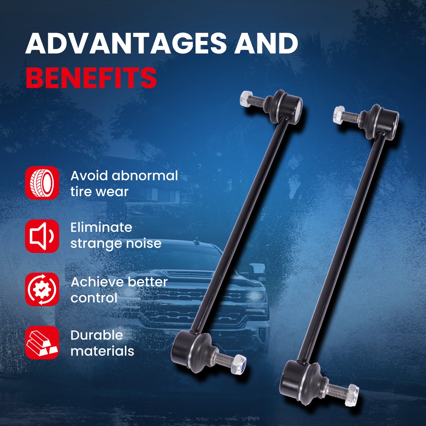 Kit de 2 barras estabilizadoras delanteras MOCA para Ford Escape L4 2.3L (2005-2008) y Mazda 6 L4 2.5L (2014-2019) y Mercury Mariner L4 3.0L (2005-2011)