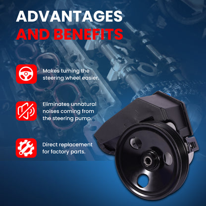 Bomba de dirección asistida MOCA con polea compatible con Jeep Cherokee 4.0L 1996-2001 y Jeep Wrangler 4.0L 1997-2003