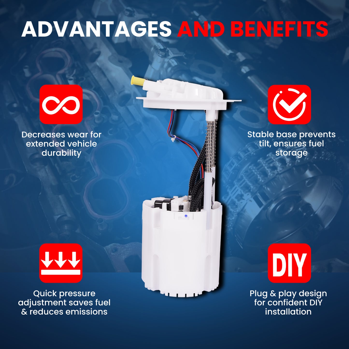 MOCA E7219M Fuel Pump Module Assembly for 2007-2011 Dodge Nitro 3.7L 4.0L & 2008-2012 Jeep Liberty 3.7L