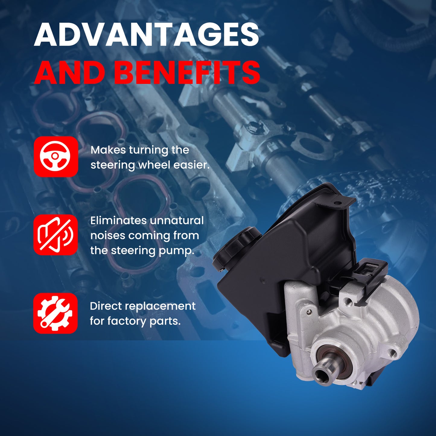 MOCA Power Steering Pump Fit for 1997-2003 Buick Century 3.1L & 1995-2001 Chevrolet Lumina 3.1L & 1996-2002 Pontiac Grand Prix 3.1L