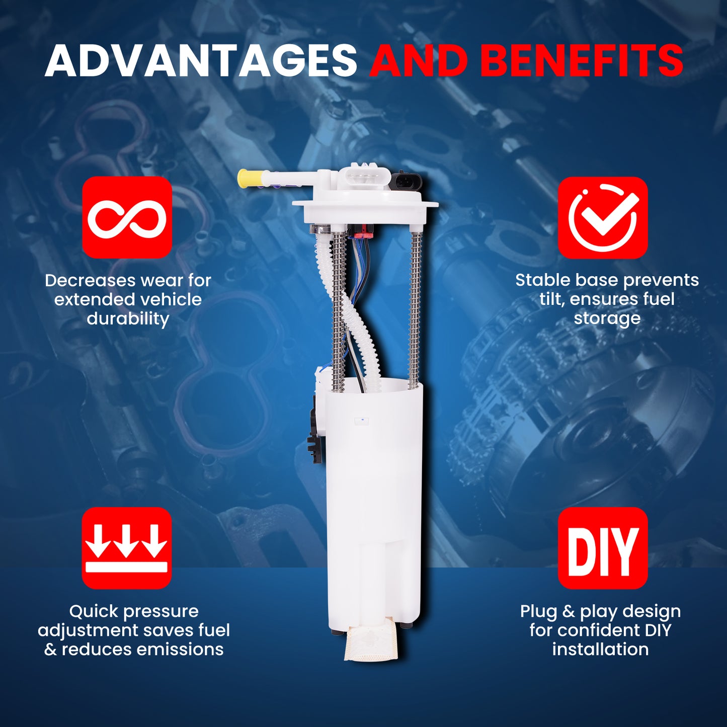 MOCA E3506M Fuel Pump Module Assembly for 2004-2005 Chevrolet Astro & GMC Safari V6 4.3L