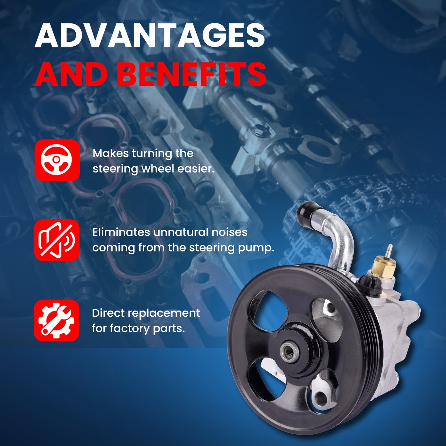 Bomba de dirección asistida MOCA compatible con Subaru Baja 2.5L 2003-2006 y Subaru Legacy 2.5L 2000-2004 y Subaru Outback 2.5L 2000-2004