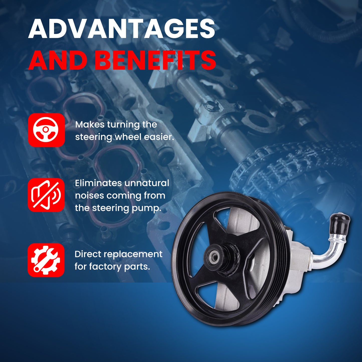 Bomba de dirección asistida MOCA compatible con Ford F-250 y F-350 Super Duty de 5,4 L (2008-2010)