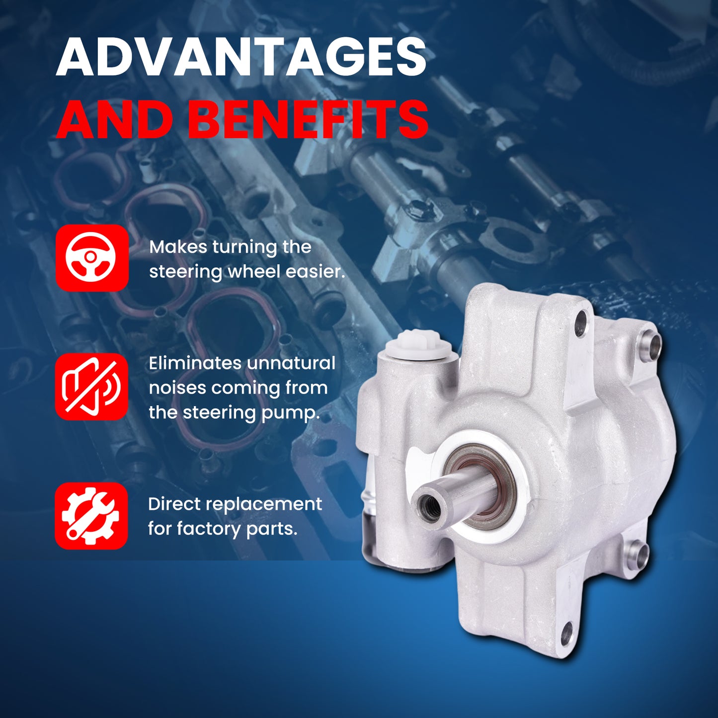 Bomba de dirección asistida MOCA compatible con Ford F-250 y F-350 Super Duty de 5,4 L (2008-2010)