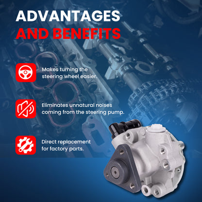 MOCA Power Steering Pump Fit for 2001-2005 BMW 320i 2.2L & 2001-2006 BMW 325Ci 2.5L