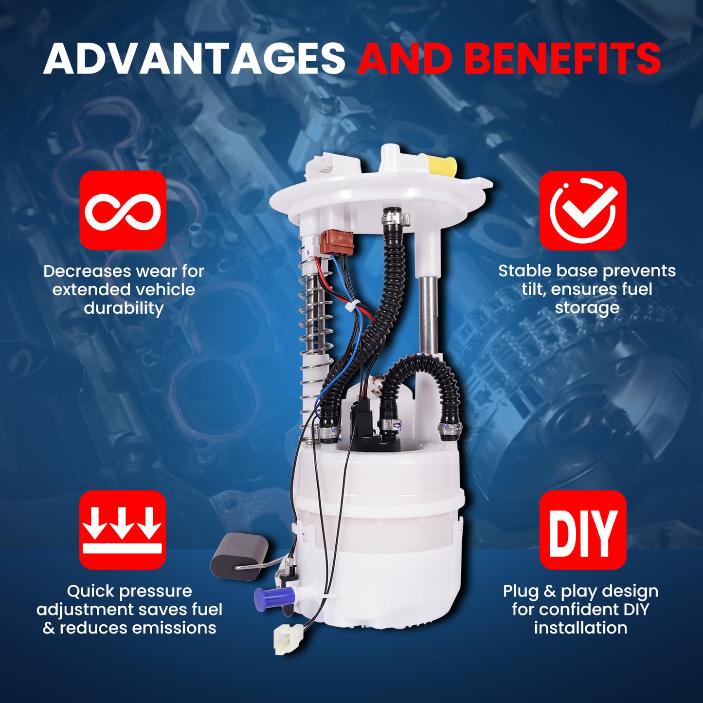 MOCA E8856M Fuel Pump Module Assembly for 2008-2013 Nissan Rogue 2.5L & 2014-2015 Nissan Rogue Select 2.5L