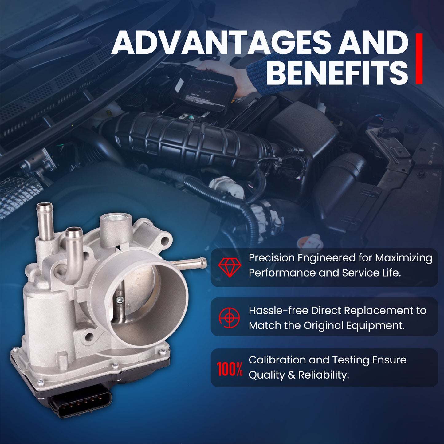 MOCA S20452 Throttle Body Fit for 2012-2019 Hyundai Accent 1.6L & 2012-2017 Hyundai Veloster 1.6L & 2012-2019 Kia Rio Soul 1.6L
