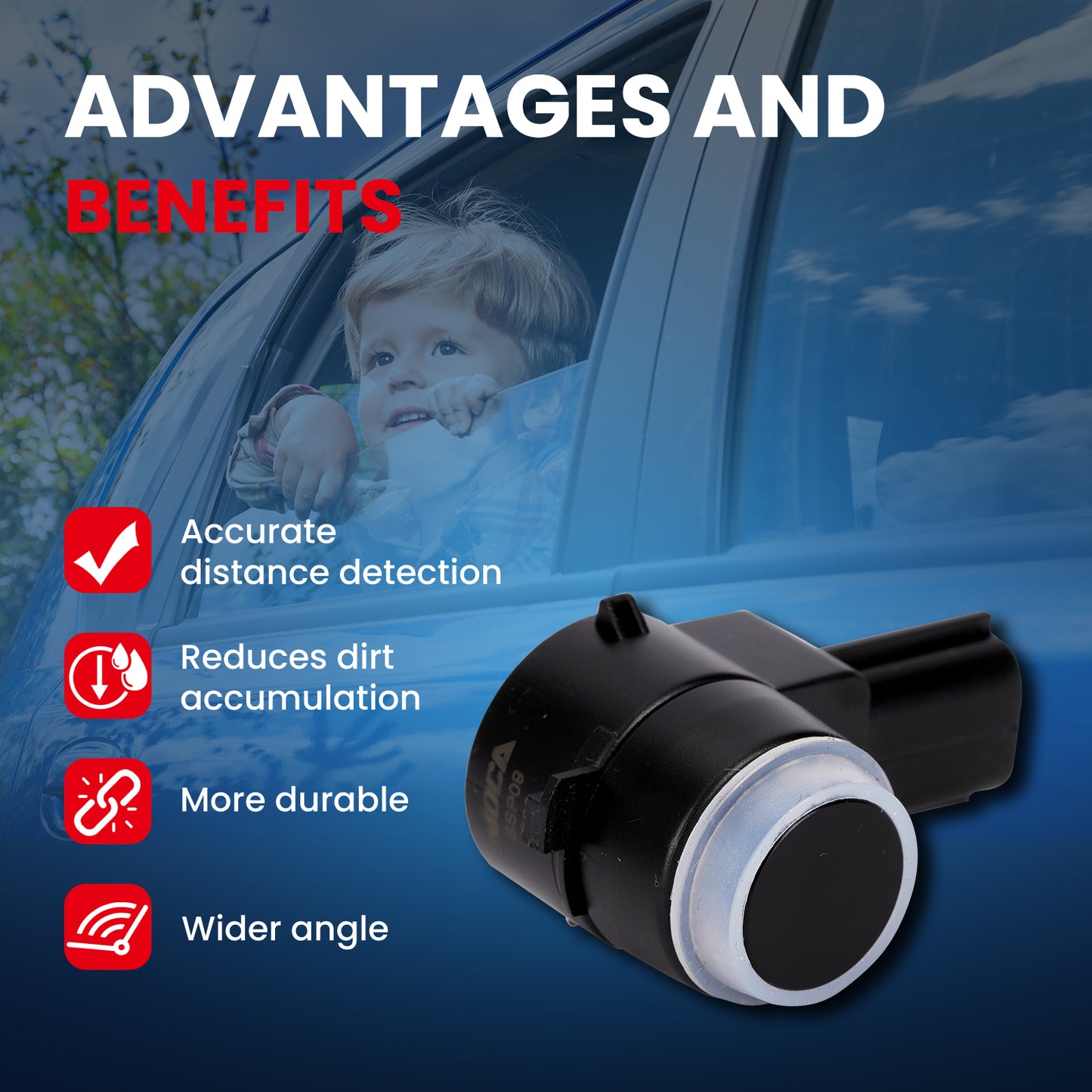 Sensor de asistencia de estacionamiento MOCA compatible con Chrysler 300 (2009-2015), Dodge Charger (2011-2014), Jeep Grand Cherokee (2009-2015) y Ram 1500 (2011-2018)