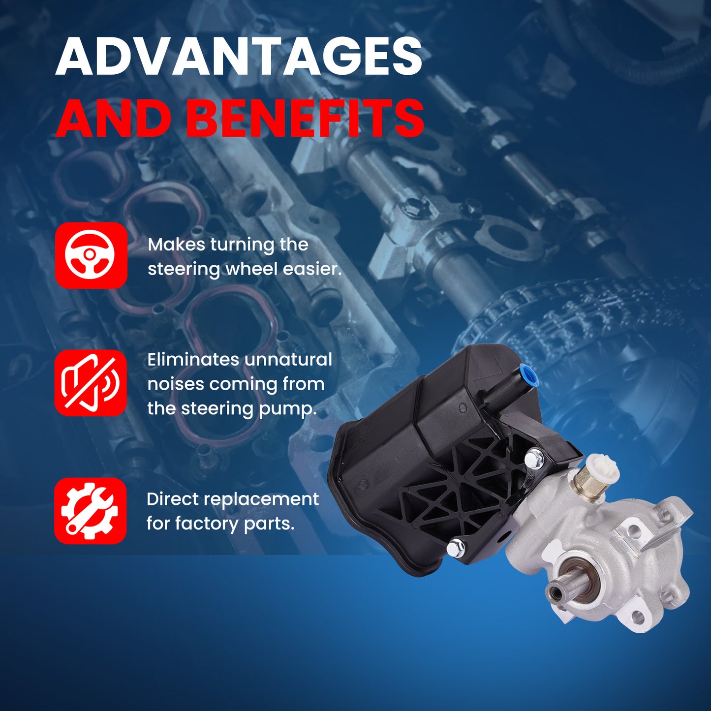 Bomba de dirección asistida MOCA compatible con Dodge Ram 2500, 3500 y 4000 (2003-2007)
