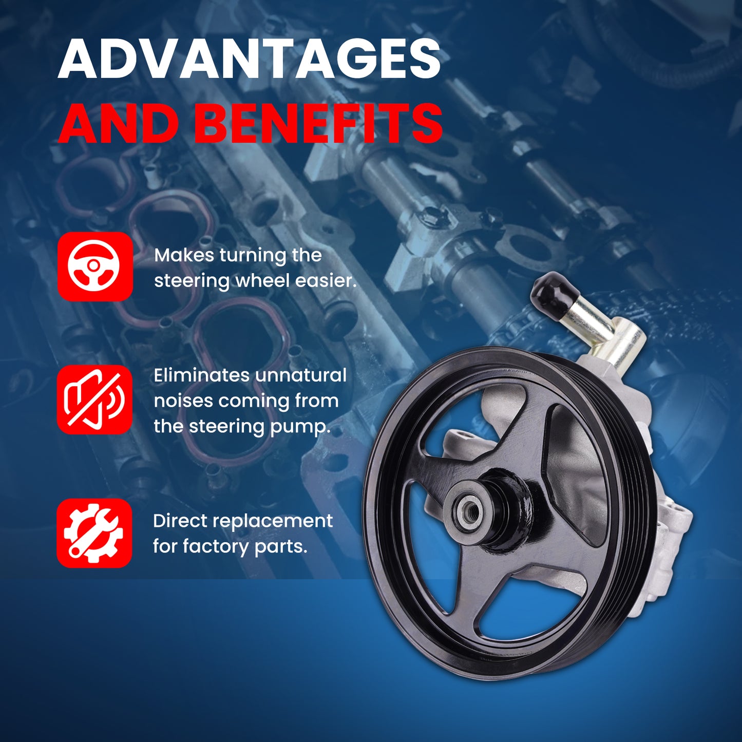 Bomba de dirección asistida MOCA compatible con Ford F-150 4.2L (1997-2003) y Ford Crown Victoria 4.6L (1999-2002)