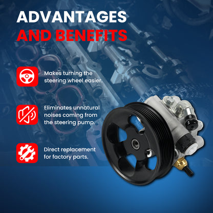 MOCA Power Steering Pump w/Pulley Fit for 2002-2009 Toyota Camry 2.4L & 2004-2008 Toyota Solara 2.4L & 2007-2008 Toyota Camry 2.4L