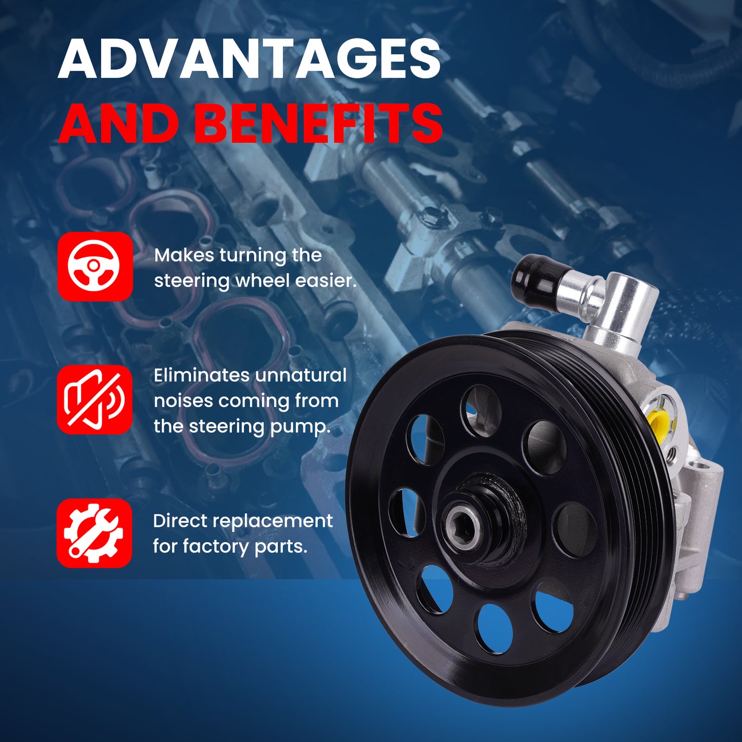 Bomba de dirección asistida MOCA compatible con Ford E-350 y E-450 (2011-2019, 5,4 L y 6,8 L)