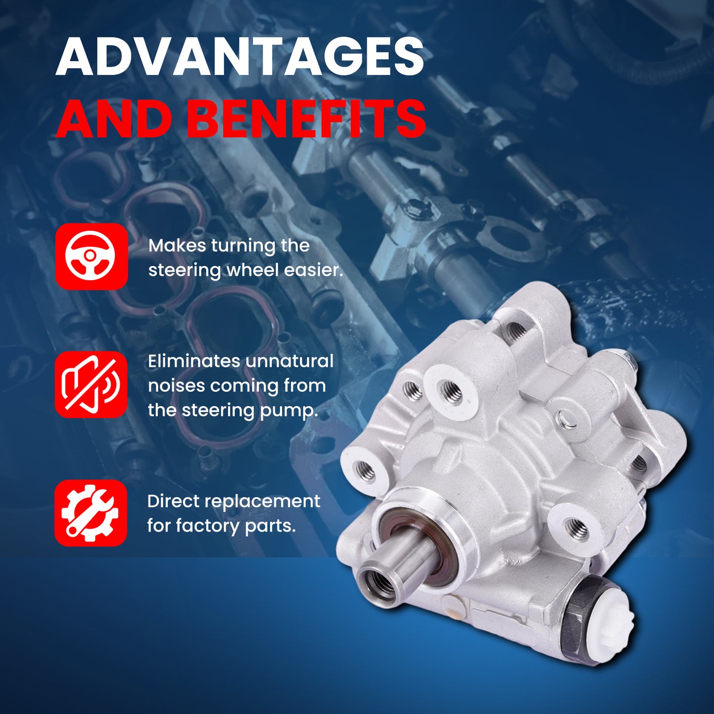 MOCA Power Steering Pump Fit for 2007-2010 Chrysler Cirrus Sebring 3.5L & 2008-2010 Dodge Avenger 2.7L & 2009-2010 Volkswagen Routan 3.8L 4.0L