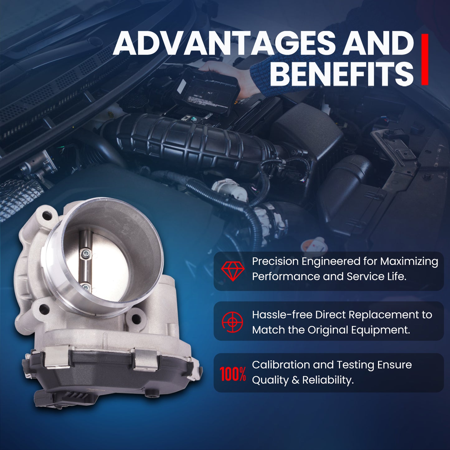 Cuerpo del acelerador MOCA S20240 compatible con Ford Edge 2.7L (2015-2024), Ford F-150 2.7L (2015-2024) y Lincoln Nautilus 2.7L (2019-2023)