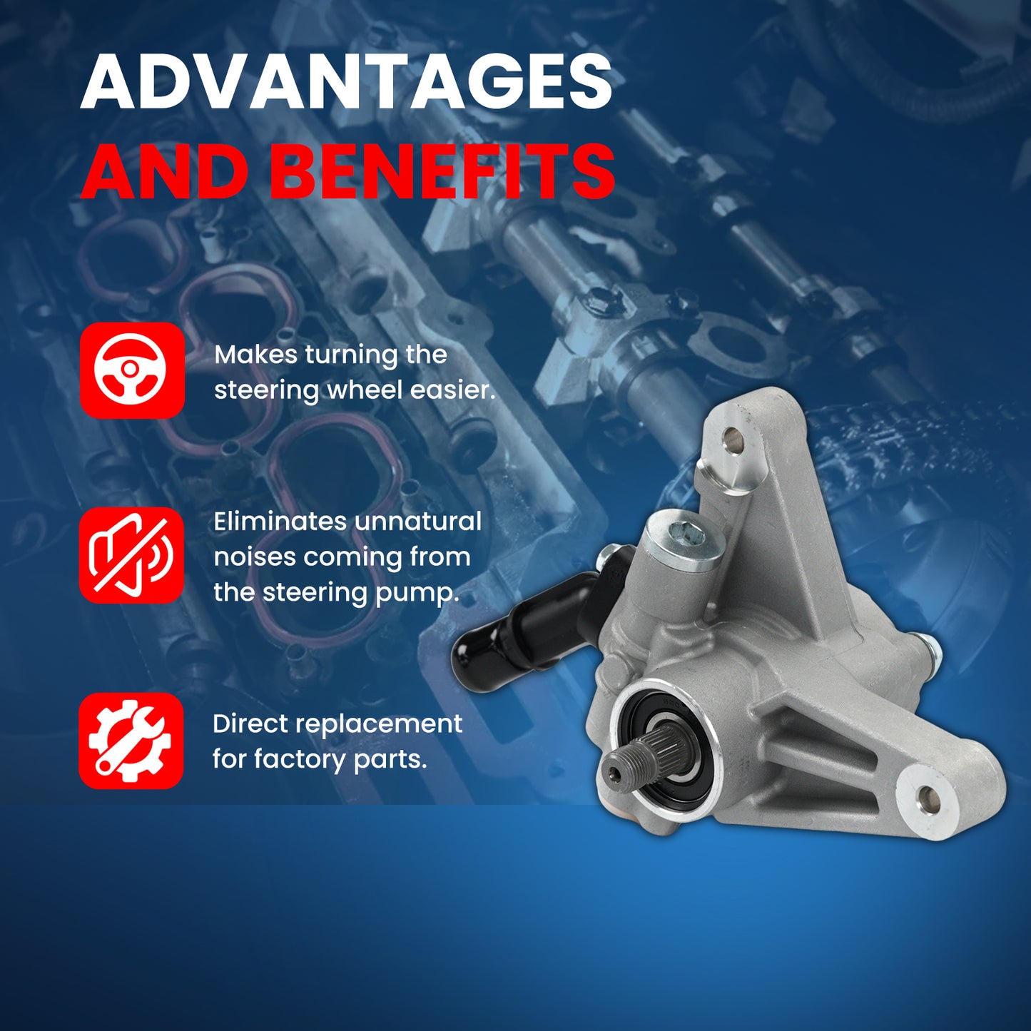 MOCA Power Steering Pump Fit for 2008-2012 Honda Accord 3.5L & 2009-2011 Honda Pilot 3.5L & 2010-2011 Honda Accord Crosstour 3.5L