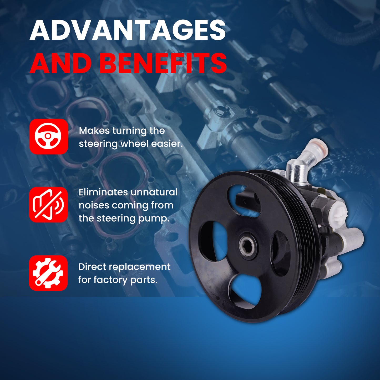 Bomba de dirección asistida MOCA compatible con Toyota Sequoia V8 4.7L 2001-2007 y Toyota Tundra V8 4.7L 2000-2006