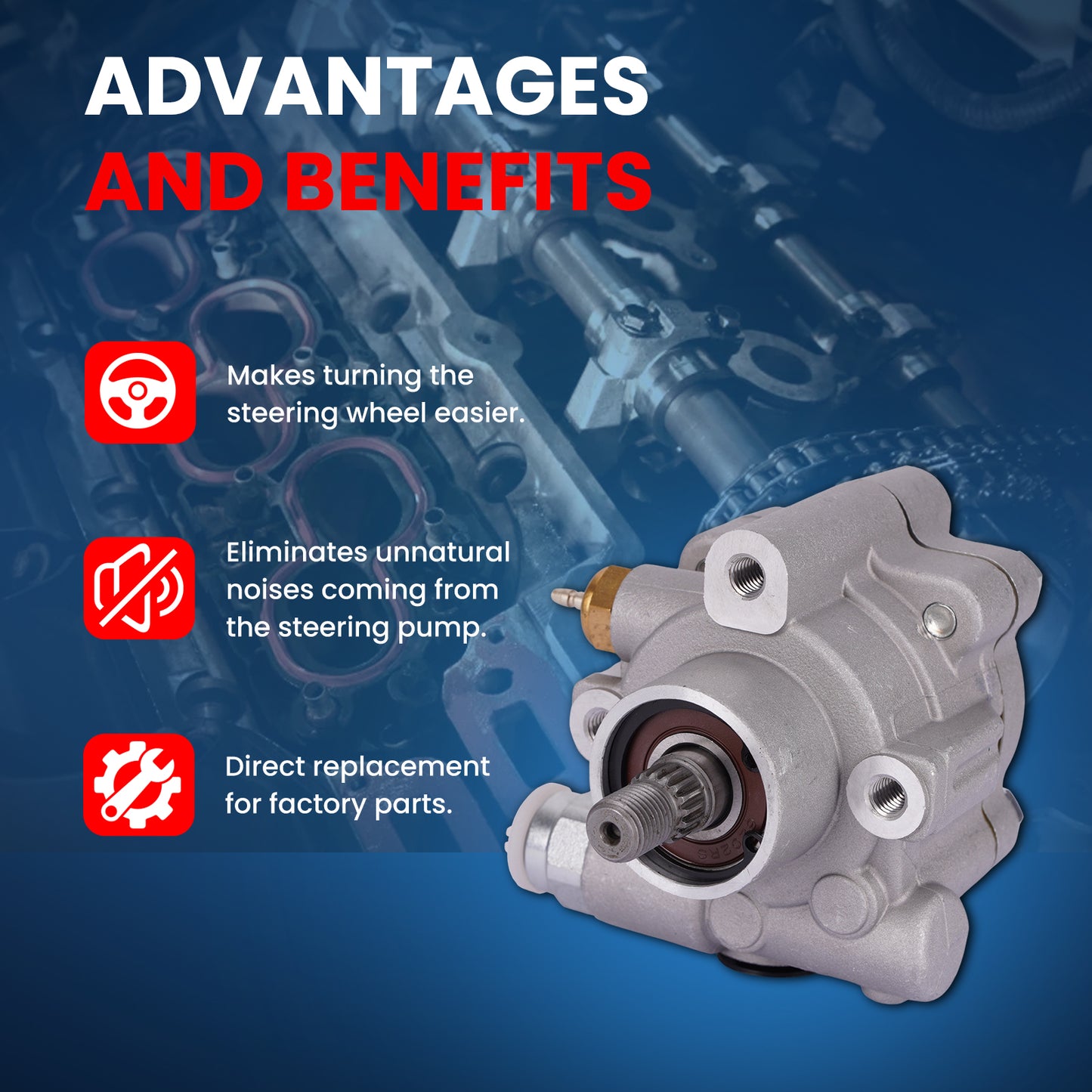 MOCA Power Steering Pump Fit for 2001-2004 Ford Escape 3.0L & 2001-2004 Mazda Tribute