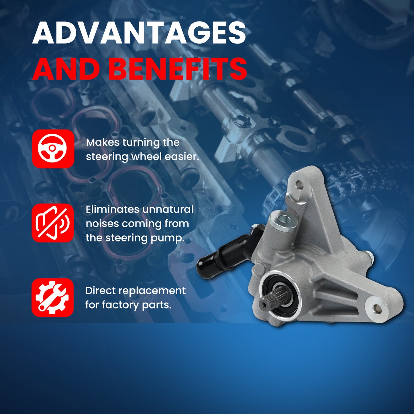 MOCA Power Steering Pump Fit for 2003-2006 Acura MDX 3.5L