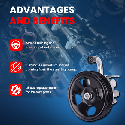 MOCA 96-05449 Power Steering Pump Fit for 2005-2009 Hyundai Tucson 2.7L & 2005-2010 Kia Sportage 2.7L