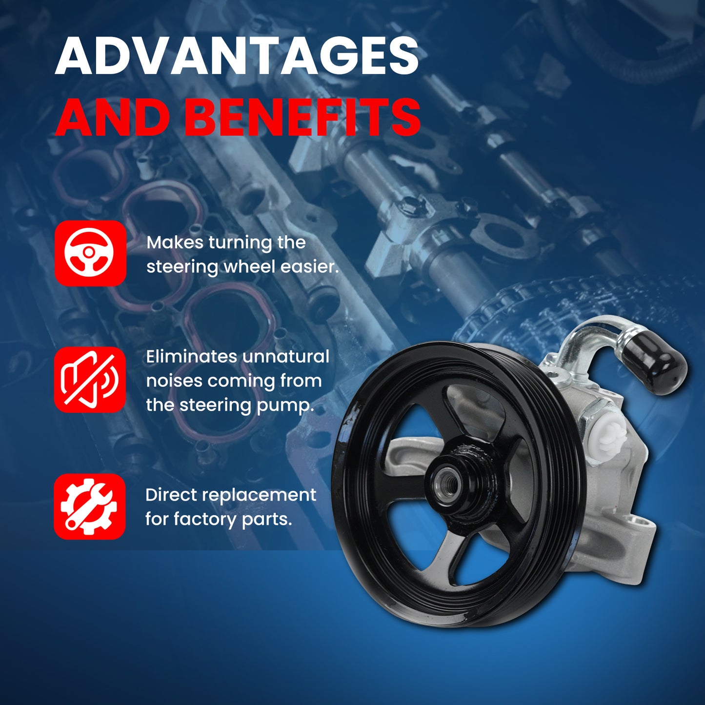 MOCA Power Steering Pump Fit for 2007-2009 Suzuki XL-7 3.2L & 2007-2010 Saturn Outlook 3.6L & 2008-2010 Saturn Vue 3.6L & 2009-2017 Chevrolet Traverse 3.6L