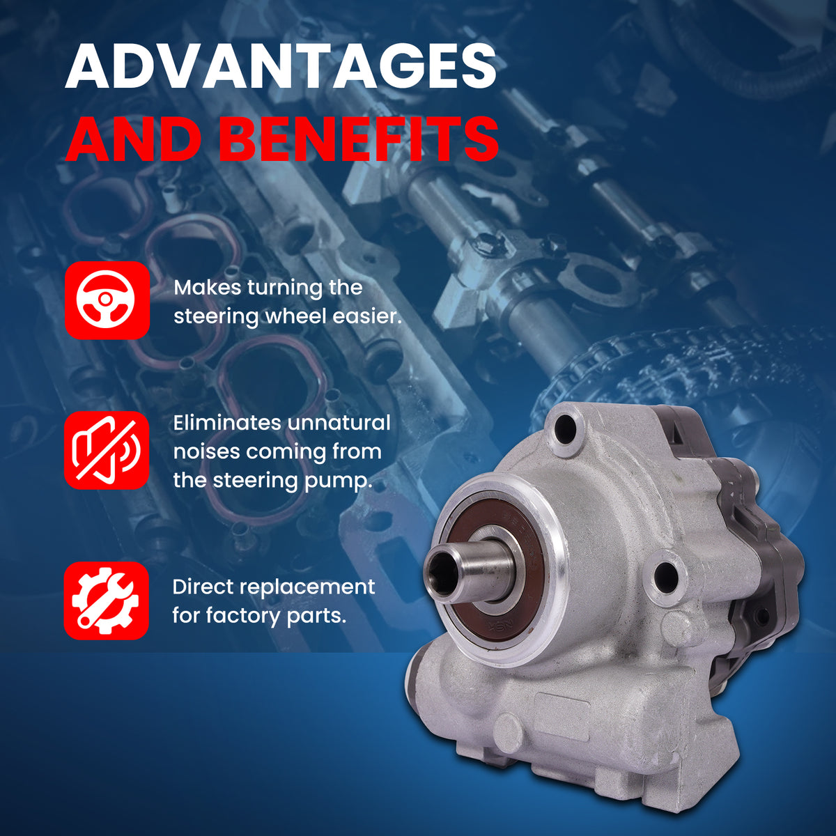 MOCA Power Steering Pump Fit for 2002-2008 Dodge Ram 1500 3.7L 4.7L 5.7L