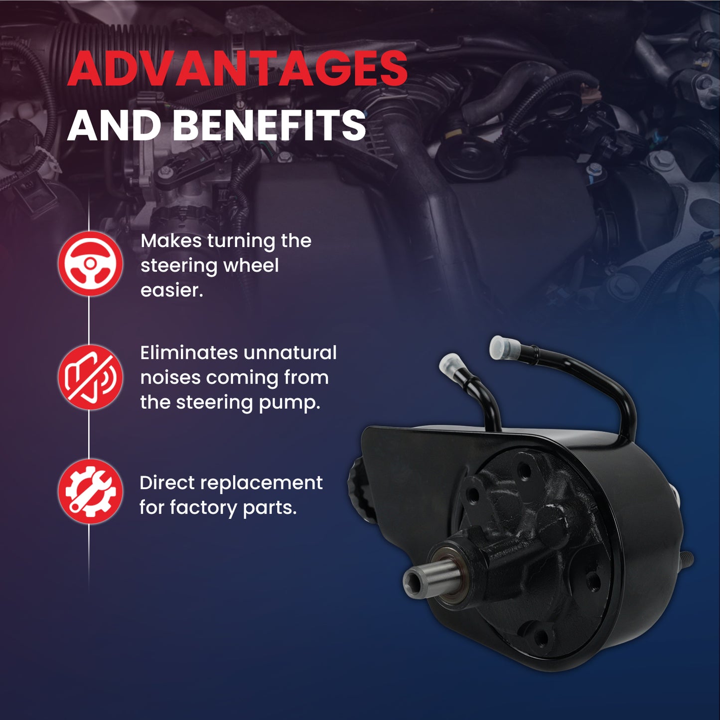 Bomba de dirección asistida MOCA con depósito compatible con Chevrolet C35 5.7L (1996-2000), Chevrolet Silverado 1500 6.0L (2003-2006), GMC C3500HD 6.5L (1996-2002) y GMC Sierra 3500 HD 6.0L (2007-2010)