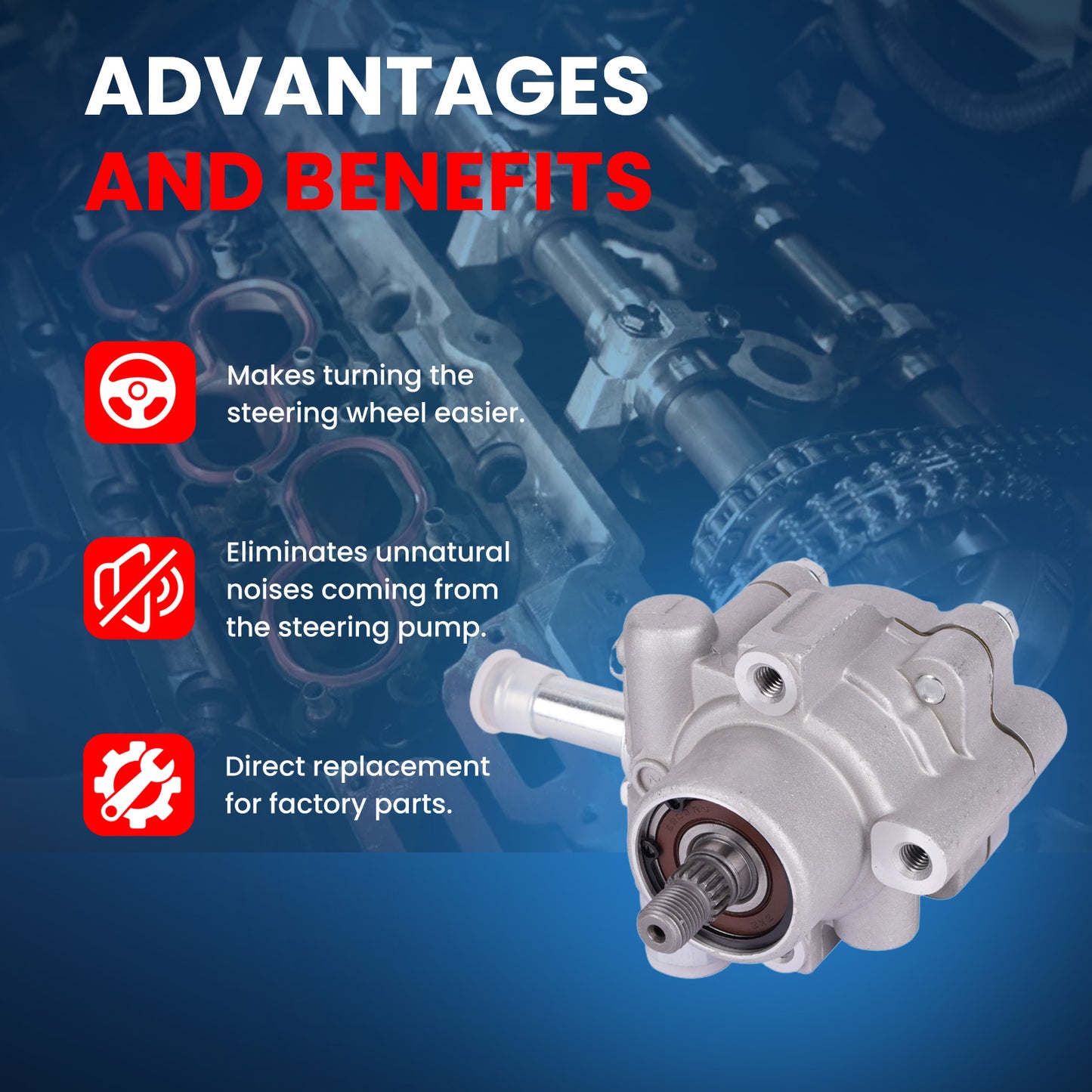 MOCA Power Steering Pump Fit for 2004-2006 Nissan Altima Sentra 2.5L