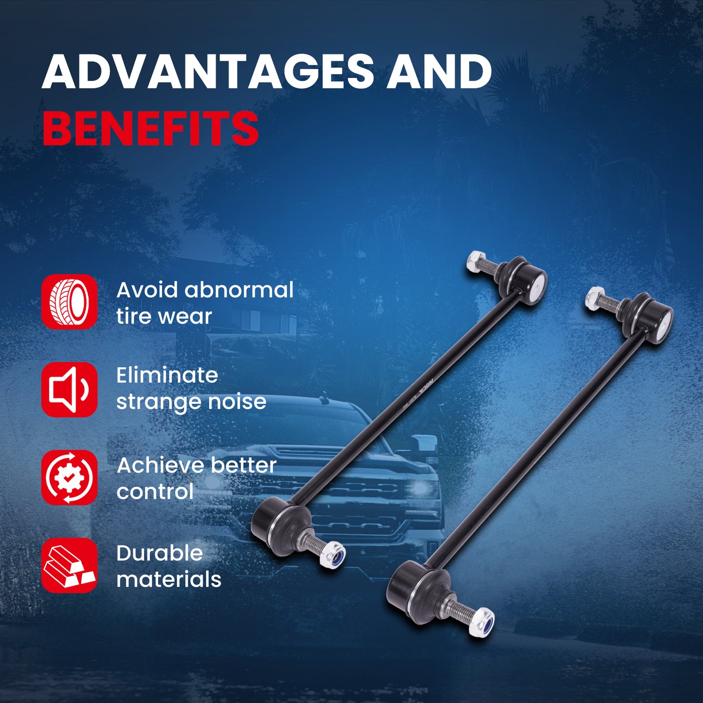 MOCA 2Pcs Front Stabilizer Sway Bar End Link Kit Fit for 2012-2014 Ford Focus L4 2.0L & 2010-2013 Mazda 3 Sport L4 2.0L & 08-14 Volvo XC70 L6 3.2L