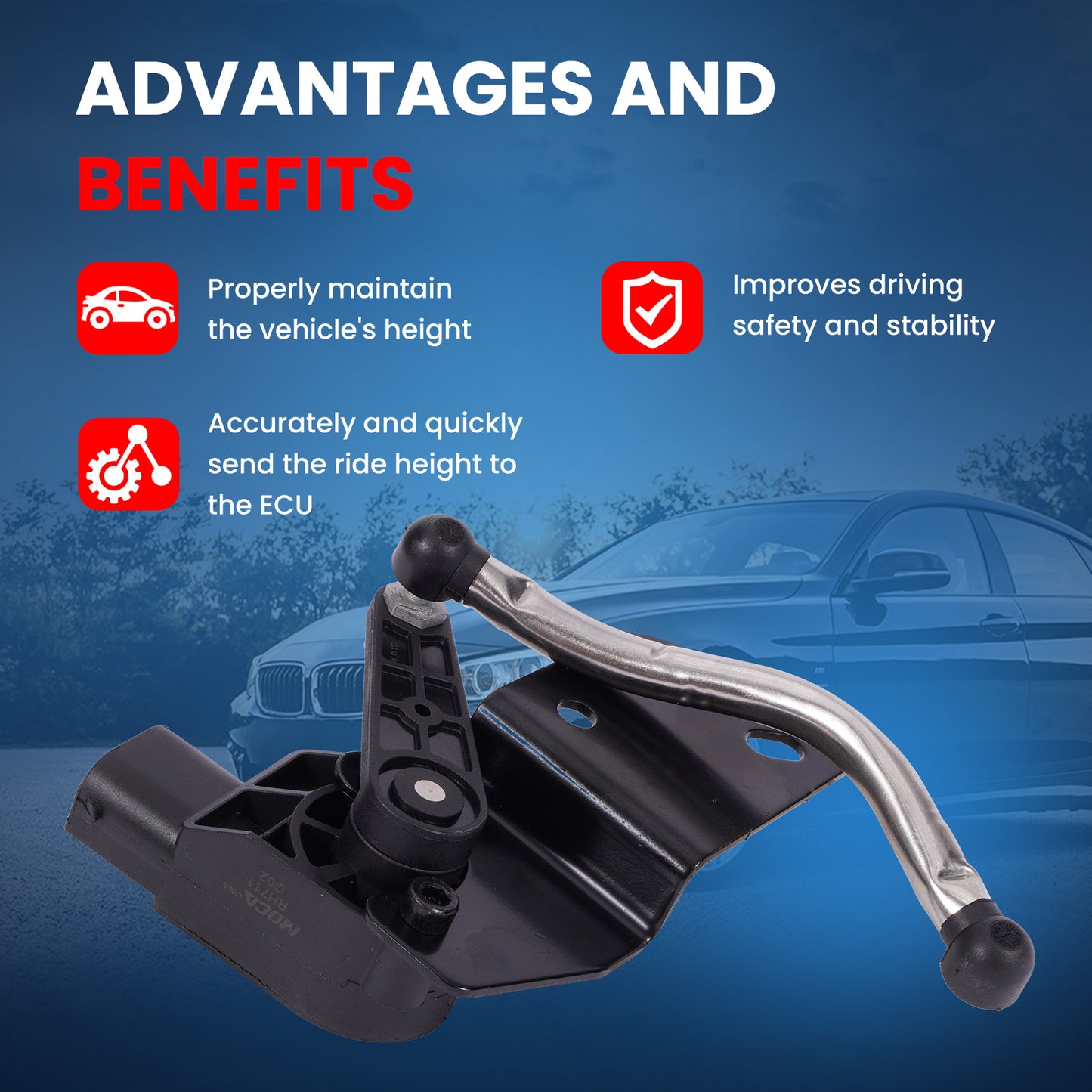 MOCA RH3711 Front Right Height Level Sensor Fit for 2011-2015 Dodge Durango 3.6L 5.7L & 2011-2015 Jeep Grand Cherokee 3.6L 5.7L