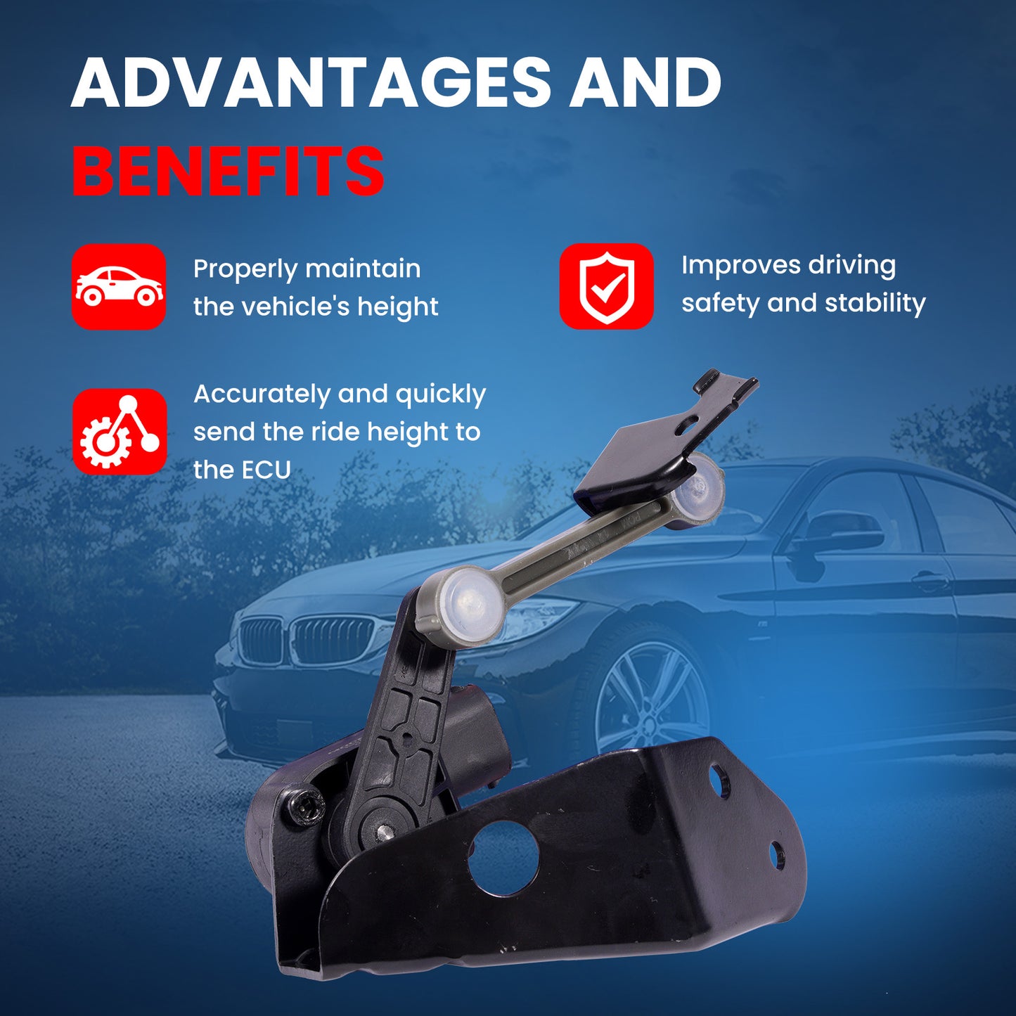 MOCA V10-72-0070 Rear Right Ride Leveling Height Sensor Fit for 2003-2013 Bentley Continental & 2004-2010 Audi A8 Quattro & 2004-2006 Volkswagen Phaeton